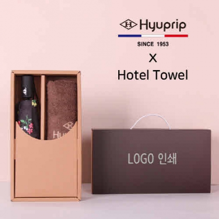 프리미엄 세트 협립 3단 미니 플라워즈 완전 자동 우양산 + 협립 호텔 코마 40수 180 세면타올 세트 #2