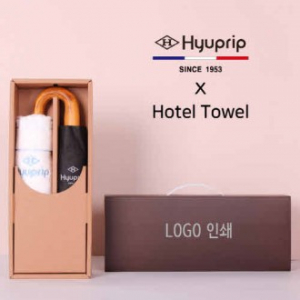 프리미엄 세트 협립 슈퍼 암막 고밀도 원목 곡자 완전 자동우산 + 협립 눈꽃 폴딩 세면타올 세트