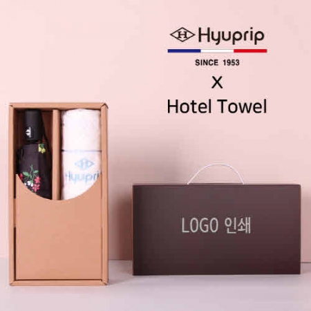 프리미엄 세트 협립 3단 미니 플라워즈 완전 자동 우양산 + 협립 눈꽃 폴딩 세면타올 세트 #2