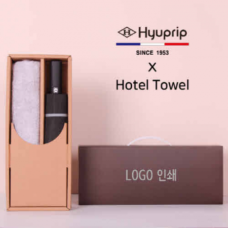 프리미엄 세트 협립 3단 60 슈퍼 거꾸로 완전 자동우산 + 코마 40수 180 호텔 세면타올 세트 #2