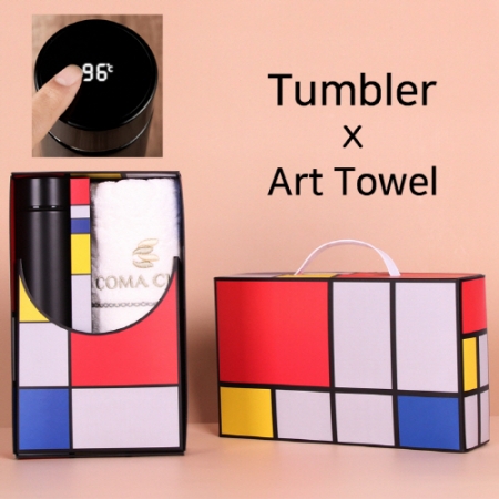 아트세트 스마트 온도계 500ml 텀블러 + 코마 페르시아 세면타올 세트 #2