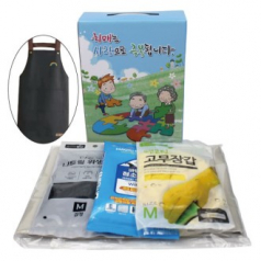 방수 앞치마+면코팅 고무장갑+니트릴 위생장갑+청소박사 4종세트 케이스 선택