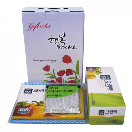 크린백 + 크린장갑 + 부직포 행주 + 크린랩 수세미 세트 케이스선택 #2