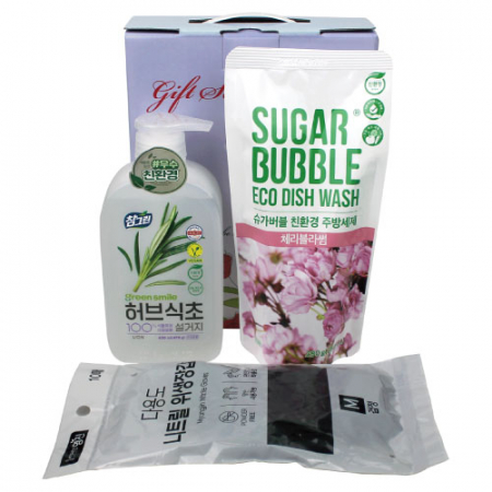 참그린 허브식초 주방세제 + 슈가버블 주방세제 리필 + 니트릴 위생장갑 3종 케이스 선택 #2