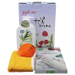 참그린 허브식초 주방세제+니트릴 장갑+캐릭터 핸드타올 3종세트 (케이스 선택)