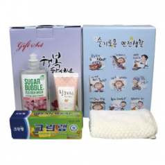 슈가버블 친환경 주방세제+크린랩+과일나라 핸드에센스+고리 핸드타올 4종세트 케이스 선택