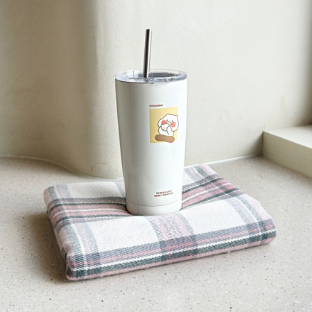 센트라도 국산 항공담요+카카오 춘식이 빨대 스텐 텀블러 580ml 세트 #4