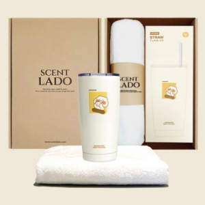 센트라도 송월 타올(수건)+카카오 춘식이 빨대 스텐 텀블러 세트