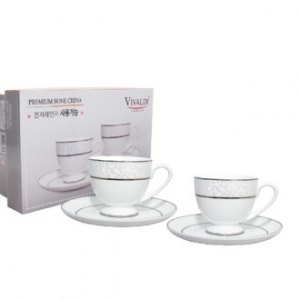 비발디 본차이나 당초문 커피 4p세트