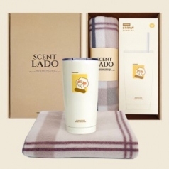 센트라도 패턴 담요+카카오 춘식이 빨대 스텐 텀블러 세트