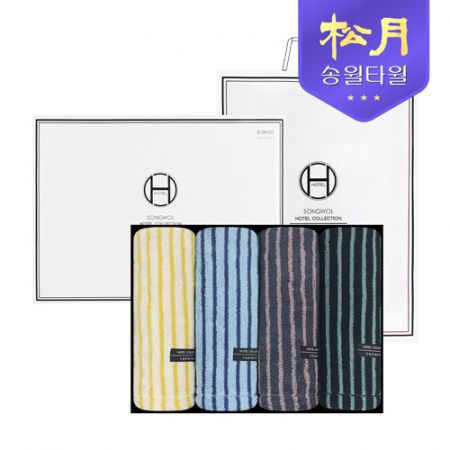 [송월타올] 호텔컬렉션 솔리드 스트라이프44 타올 (220g) 4P 세트 #2
