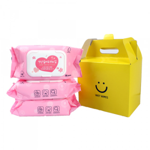 3P 번들포장 케이스 물티슈 핑크 80매 45g 3P