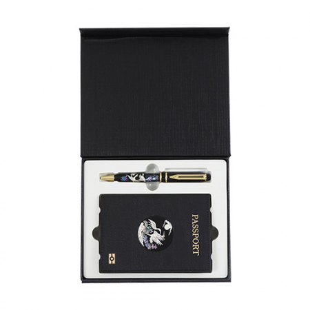 새라온 송학나전 볼펜 + 송학나전 한지 가죽 여권지갑 #2