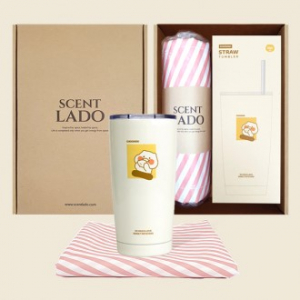 센트라도 피크닉매트+카카오 춘식이 빨대 스텐 텀블러 580ml 세트