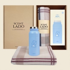 센트라도 패턴 담요+카카오 밀키 스텐 텀블러 350ml 세트