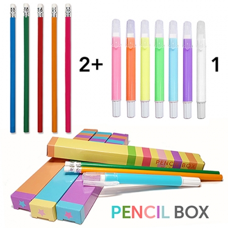 원형 지우개연필 + 슬림 회전지우개 2+1세트(펜슬박스) #2