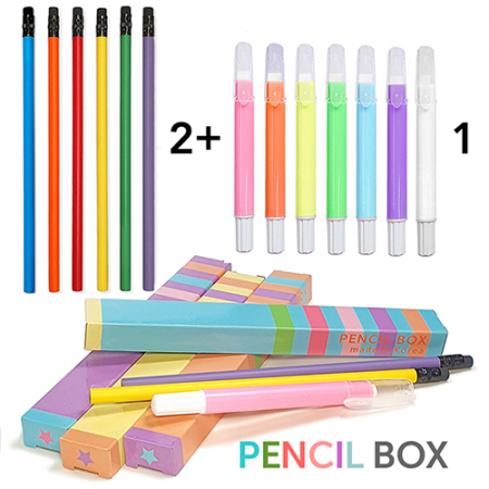 파스텔연필+슬림 회전 지우개 2+1세트(펜슬박스) #2