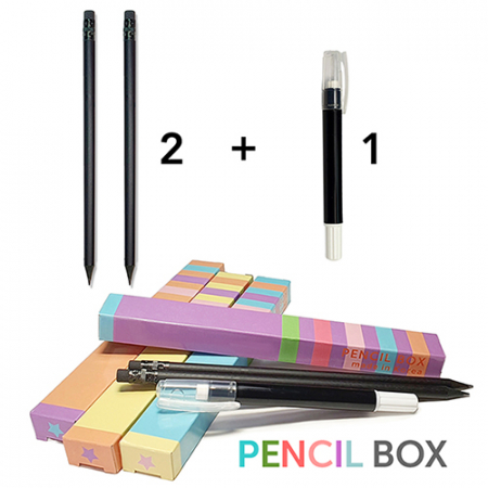 흑목 원형 지우개연필 + 슬림 회전지우개 2+1세트(펜슬박스) #2
