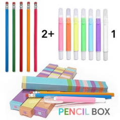 육각 지우개연필 + 슬림 회전지우개 2+1세트(펜슬박스)