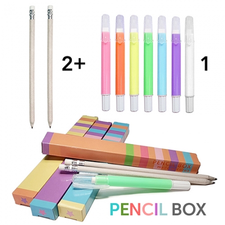 신문지 지우개연필 + 슬림 회전지우개 2+1세트(펜슬박스) #2