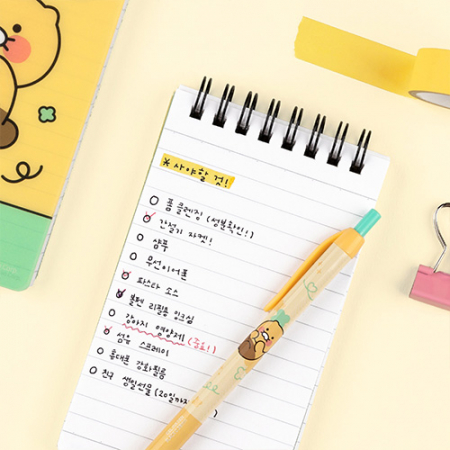 캐릭터 미니 휴대용 스프링 수첩 옐로우 #5