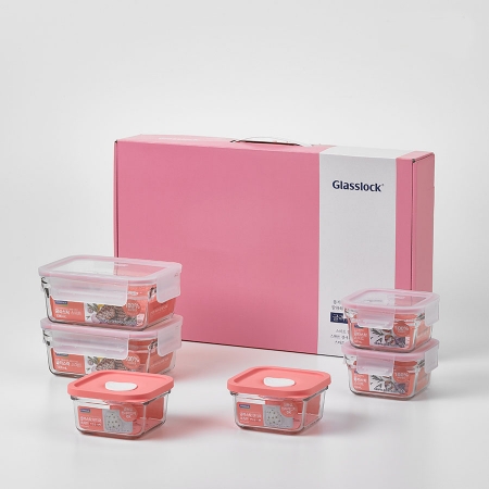 글라스락 스마트 혼합 6조 밀폐용기(핑크) #2