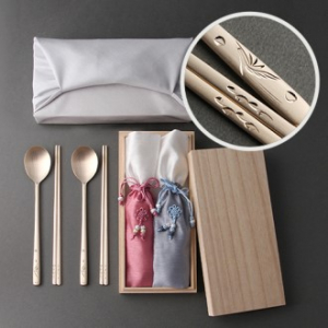 장수학 손조각 방짜수저 2P (홑보자기 포장)