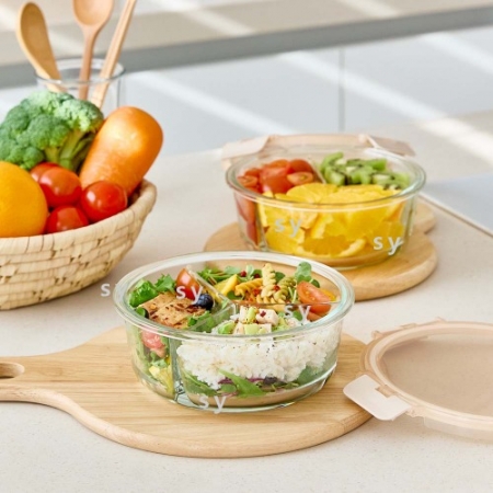 [리히텐] 나눔 3칸 내열유리 밀폐용기 950ml*2종 #2