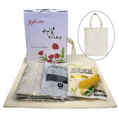 에코백 장바구니 + 고급형 방수 앞치마 + 니트릴 위생장갑 + 면코팅 고무장갑 4종세트