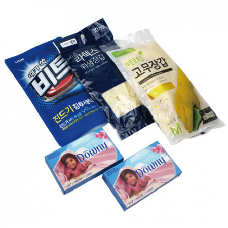 라텍스 위생장갑 + 고무장갑 + 비트 액체세제 + 다우니 섬유유연제 5종세트 #2