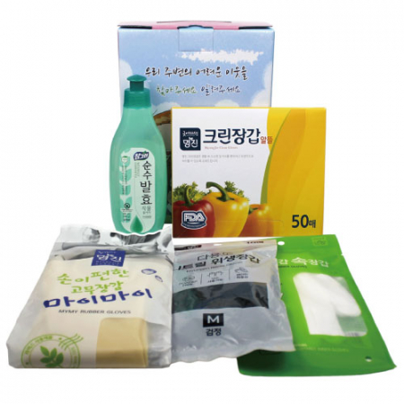 어려운이웃 케이스(변경) + 참그린 주방세제 용기 + 크린장갑 + 마이마이 고무장갑 + 니트릴 위생장갑 + 속장갑 #2