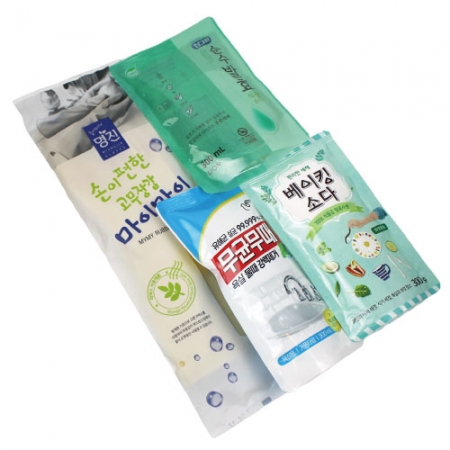 마이마이 고무장갑 + 참그린 주방세제 리필 + 베이킹소다 + 무균무때 욕실용 세정제 4종세트 #2