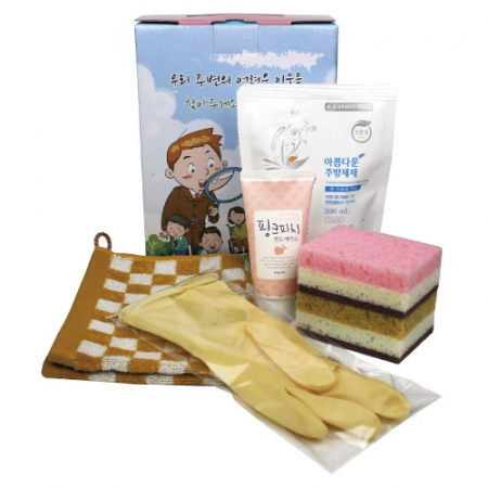 어려운이웃 케이스 + 양면 떡수세미 + 체스 핸드타올 + 아름다운 주방세제 리필 + 과일나라 핸드에센스 6종 #2