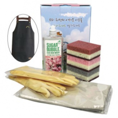 어려운이웃 케이스 + 양면 떡수세미 + 방수 앞치마 + 슈가버블 주방세제 + 단미니 고무장갑 7종세트