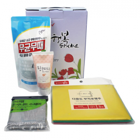 무균무때 욕실용 세정제 + 크린랩 수세미 + 부직포 행주 + 과일나라 핸드에센스 4종세트 #2