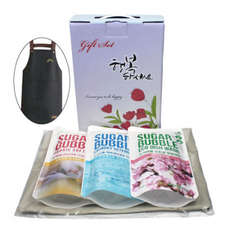 고급형 방수 앞치마 + 슈가버블 주방세제 리필 + 슈가버블 세탁세제 리필 + 슈가버블 섬유 유연제 리필 4종세트 #2
