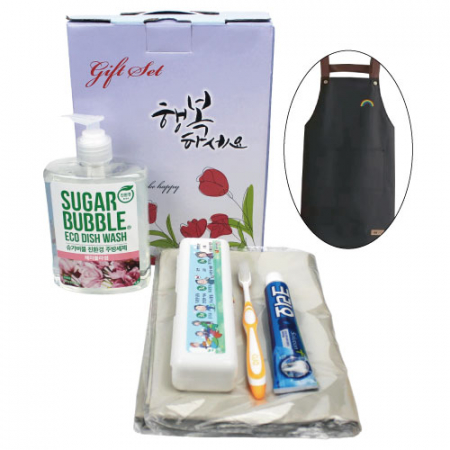 방수 앞치마 + 슈가버블 주방세제 + 크리오 치약칫솔 세트 3종세트 #2