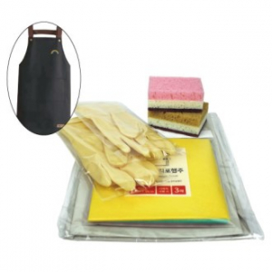 방수 앞치마 + 양면 떡수세미 + 고무잡갑 + 부직포 행주 6종세트