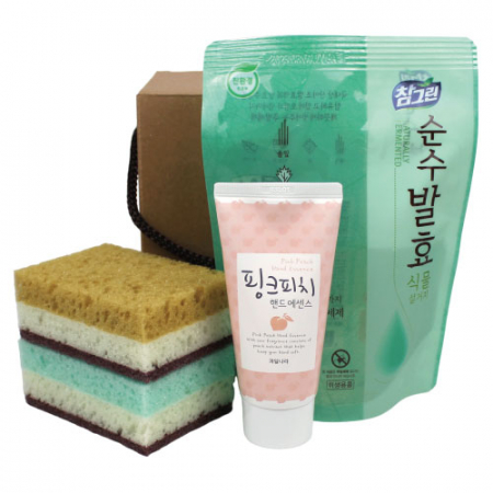 참그린 주방세제 리필 + 양면 떡수세미 + 과일나라 핸드에센스 4종세트 #2