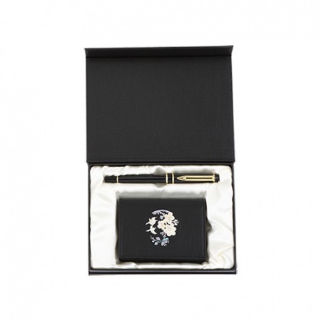 수성 볼펜  매화 나전 한지 비건가죽 명함지갑 #2