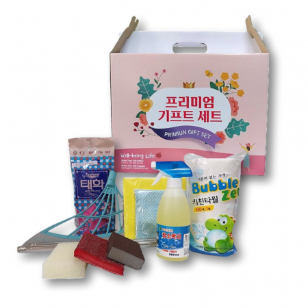 청소용품 프리미엄 선물세트 9종 (부직포행주+빗자루+키친타올+수세미+행주+청소박사) #2