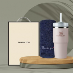 시즈넬 선물세트 스탠리 빨대 텀블러 414ml + 송월 땡큐타올190g