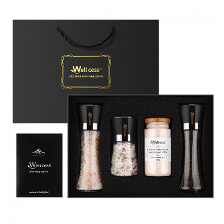 쉐프의 소금 웰세스 그라인더 선물세트 WG-244H, 히말라야핑크솔트 핑크소금 허브솔트 블랙페퍼 통후추 그라인더 명절 근로자의날 창립기념 선물세트 #2