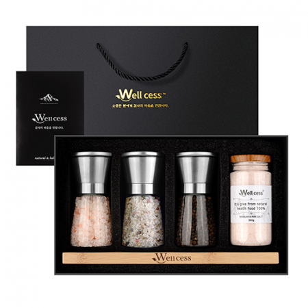 쉐프의 소금 웰세스 그라인더 선물세트 WG-205SH, 히말라야핑크솔트 핑크소금 허브솔트 블랙페퍼 통후추 그라인더 명절선물 근로자의날 창립기념 선물세트 #2