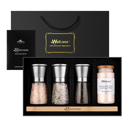 쉐프의 소금 웰세스 그라인더 선물세트 WG-205SH, 히말라야핑크솔트 핑크소금 허브솔트 블랙페퍼 통후추 그라인더 명절 근로자의날 창립기념 선물세트 #2