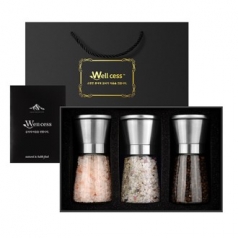 쉐프의 소금 웰세스 그라인더 선물세트 WG-203SH, 히말라야핑크솔트 핑크소금 허브솔트 블랙페퍼 통후추 그라인더 명절 근로자의날 창립기념 선물세트