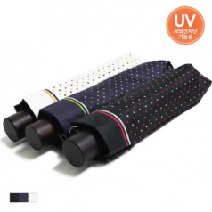 아쿠아시티 3단수동 슬림 도트 블랙코팅 우양산 UV차단 99.9%