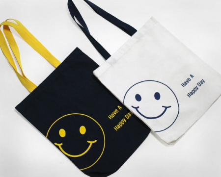 대형 스마일 에코백 풀칼라 로고 인쇄 캔버스백 학생 보조 가방 #2