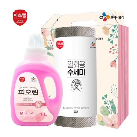 CJ 피오린 액체세제 1L 뜯어쓰는 수세미 30매 2종세트 #2