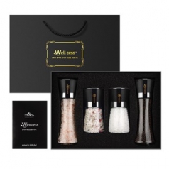 쉐프의 소금 웰세스 WG-245H 히말라야 핑크솔트 히말라야 핑크소금 화이트솔트 화이트소금 허브솔트 블랙페퍼 통후추 그라인더 명절선물 근로자의날 창립기념 소금선물세트